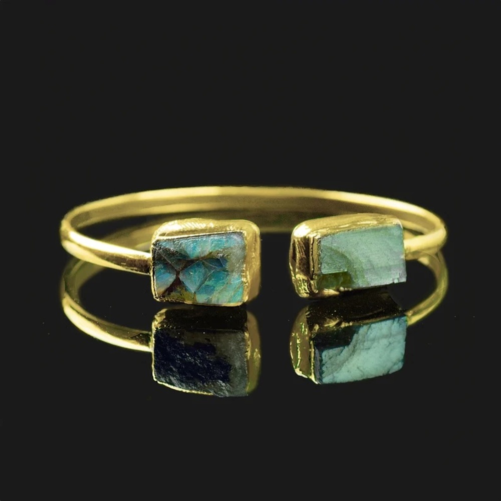 New:: genuine Labradorite Cuff Bracelet with Blue-Green Labradorite Stones - Picture 4 of 5